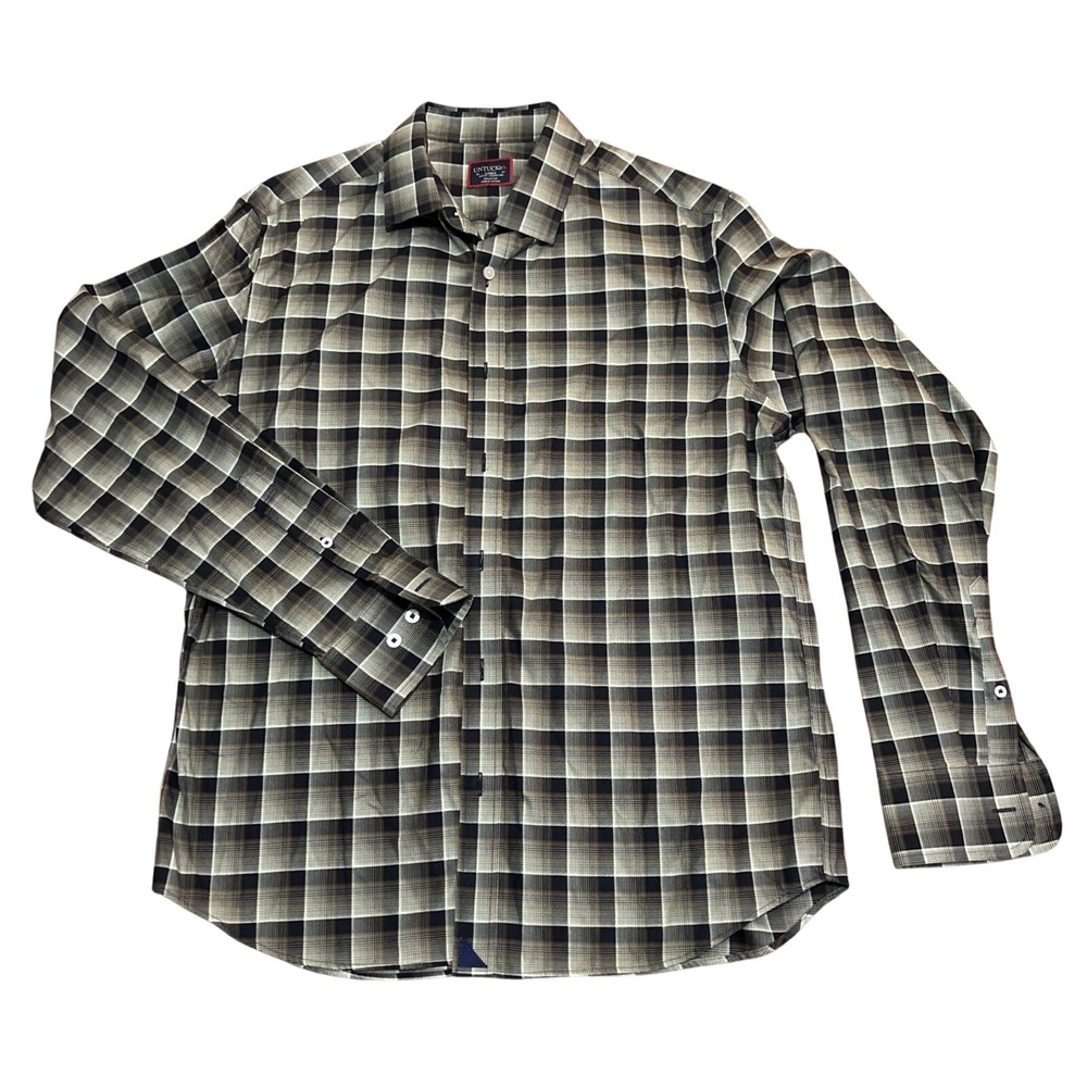 UNTUCKit Men's Long Sleeve Plaid Button Down Shirt Slim Fit Medium